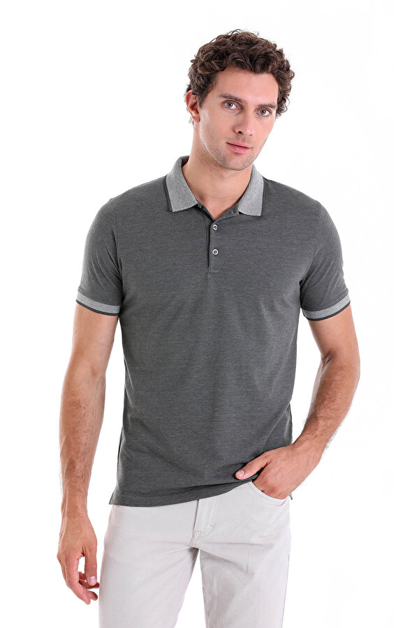 Haki Regular Fit Düz Polo Yaka Pamuklu Jersey Tişört