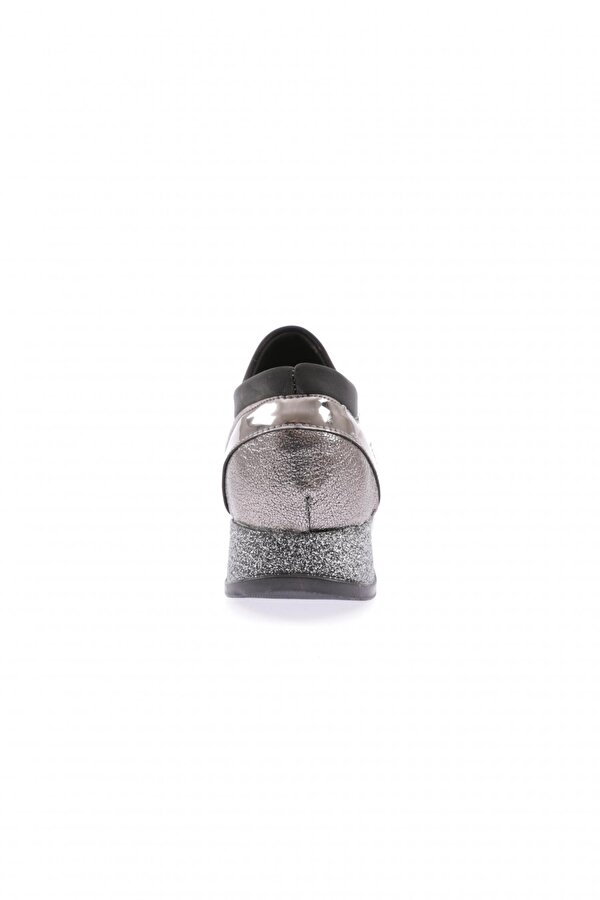 Akt-03-23Y Kadin Kalin Taban Silver Taşli Sneakers Ayakkabi
