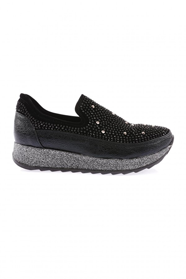 Akt-05-23Y Kadin Kalin Taban Kristal Taşli Sneakers Ayakkabi