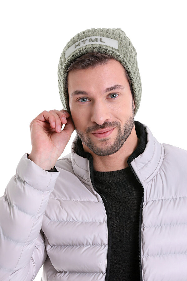 Haki Düz Pamuklu Örgü Bere