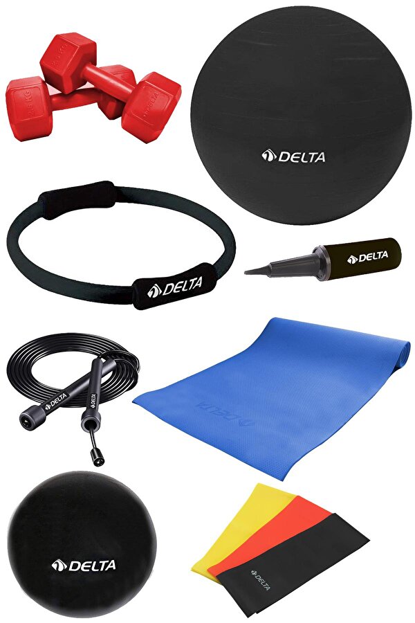 PSS 75 cm Pilates Topu Çemberi 4 mm Minder 2 kg Dambıl Seti