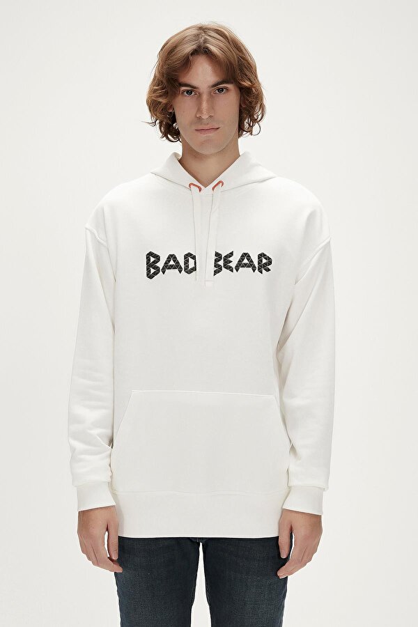 3D Bad Hoodie Off-White Beyaz Kapüşonlu Erkek Sweatshirt