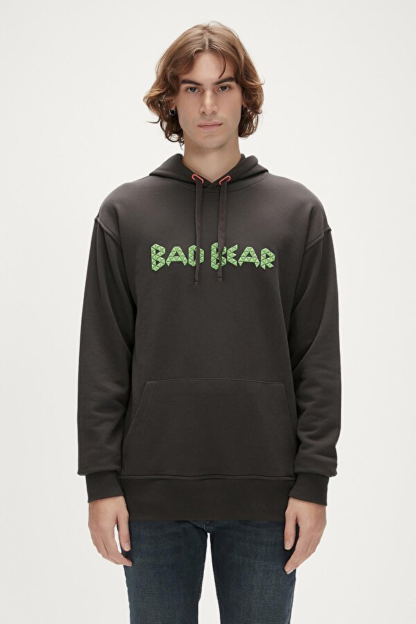 3D Bad Hoodie Antrasit Kapüşonlu Erkek Sweatshirt