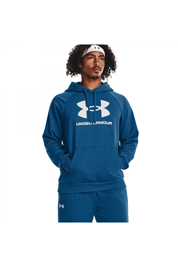 1379758 Ua Rival Fleece Logo Mavi Erkek Sweatshirt