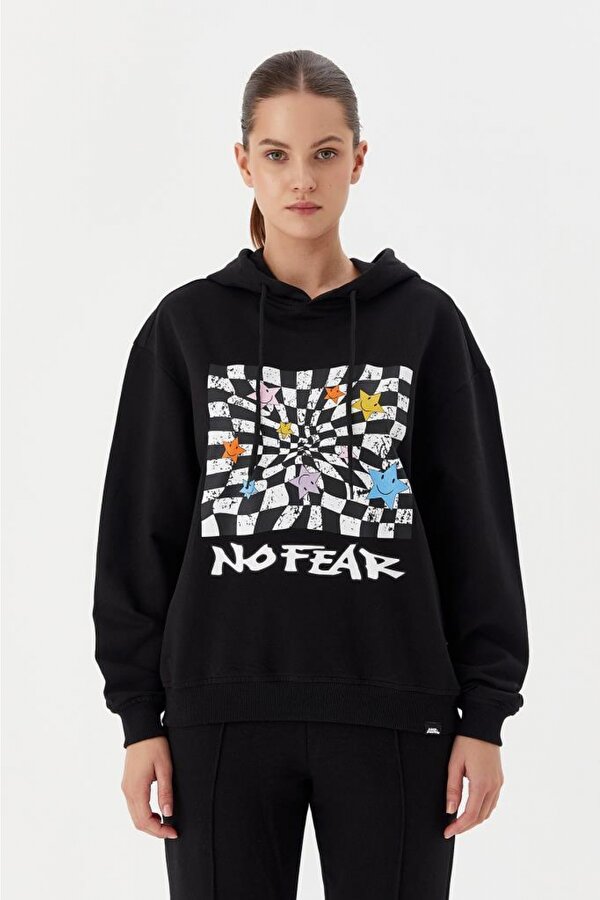 Kadın Sweatshirt Kapüşonlu Siyah 72468