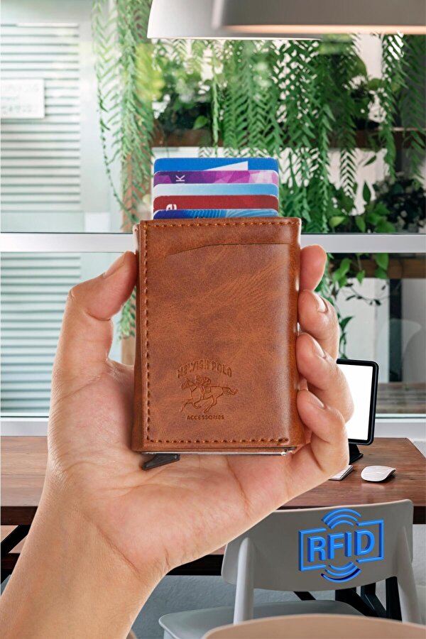 Otomatik Mekanizmalı Kutulu Kartlık Cüzdan Alüminyum Mekanizmalı Anti RFID Özellikli