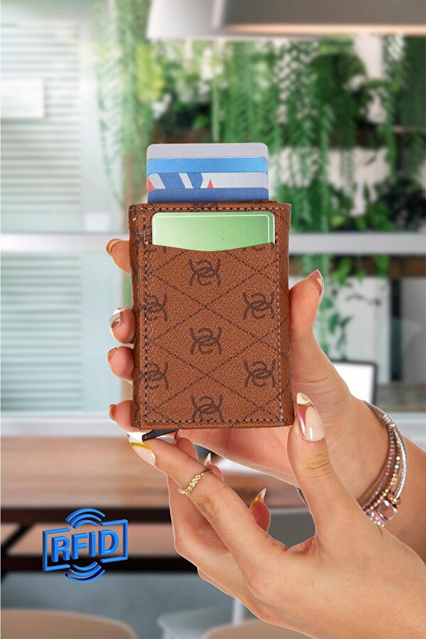 Otomatik Mekanizmalı Kutulu Kartlık Cüzdan Alüminyum Mekanizmalı Anti RFID Özellikli