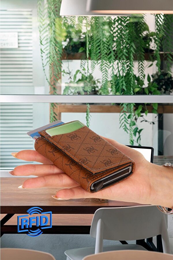 Otomatik Mekanizmalı Kutulu Kartlık Cüzdan Alüminyum Mekanizmalı Anti RFID Özellikli