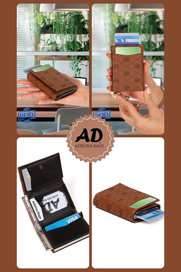 Otomatik Mekanizmalı Kutulu Kartlık Cüzdan Alüminyum Mekanizmalı Anti RFID Özellikli