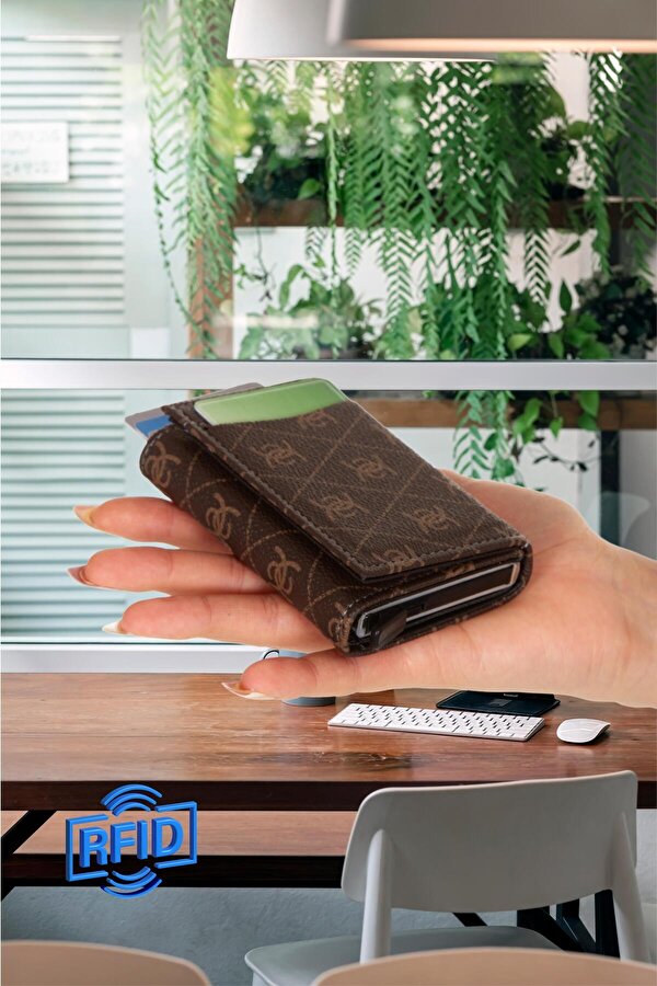 Otomatik Mekanizmalı Kutulu Kartlık Cüzdan Alüminyum Mekanizmalı Anti RFID Özellikli