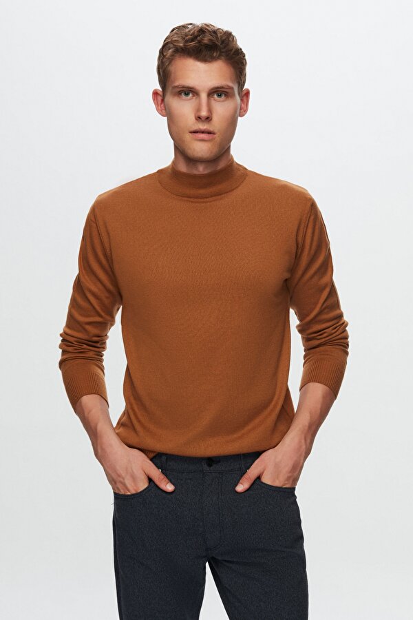 Ds Damat Regular Fit Camel Pamuklu Kazak
