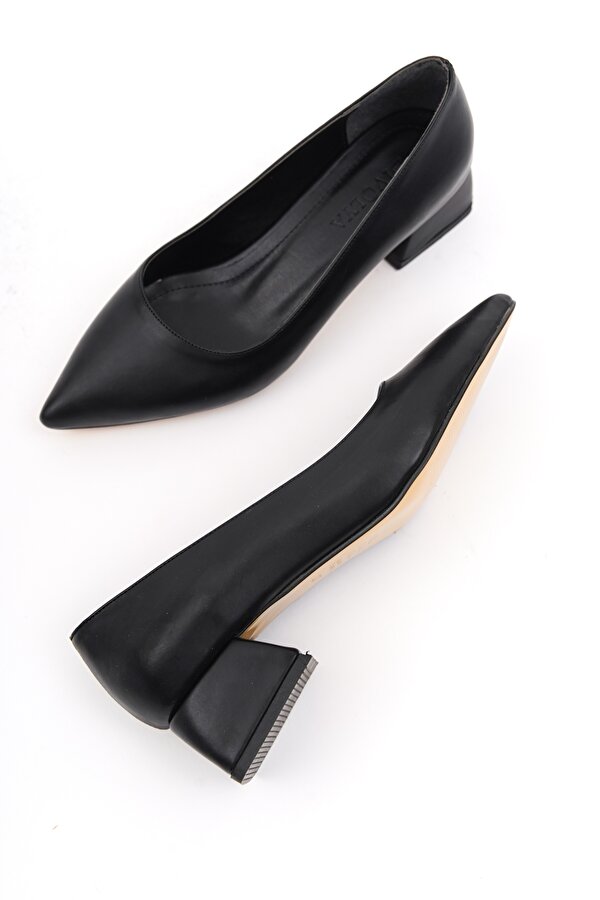 Spark Siyah Sivri Burun Kısa Topuklu (4cm) Günlük Ayakkabı