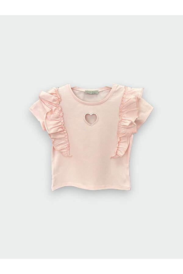 Kız Çocuk Kalp Desenli T-Shirt