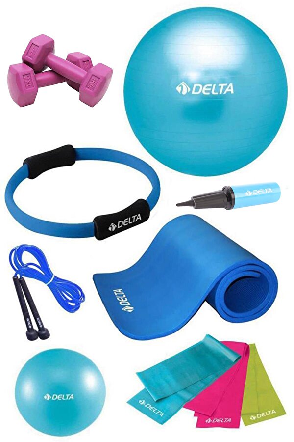 10 MM Minderli PTS Turkuaz Full Pilates Seti (55 cm 20 cm)