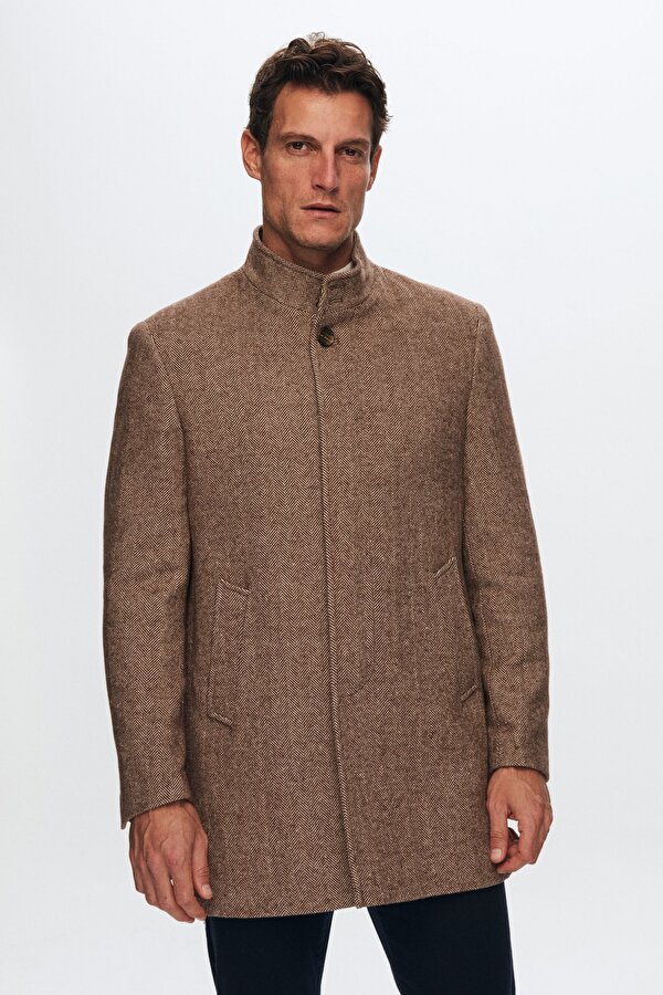 Ds Damat Regular Fit Kahverengi Balıksırtı Kaban