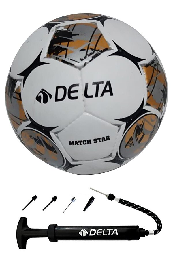 Match Star El Dikişli 5 Numara Dura-Strong Futbol Topu + Çok Fonksiyonlu Top Pompası İkili Set