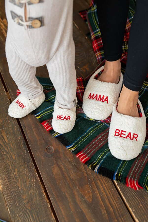 Mama ve Baby Bear Kürklü Anne Terlik ve Bebek Panduf (Terlik ve panduf ayrı satılmaktadır.)