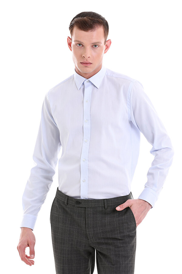 Mavi Comfort Fit Desenli 100% Pamuklu Slim Yaka Uzun Kollu Spor Gömlek