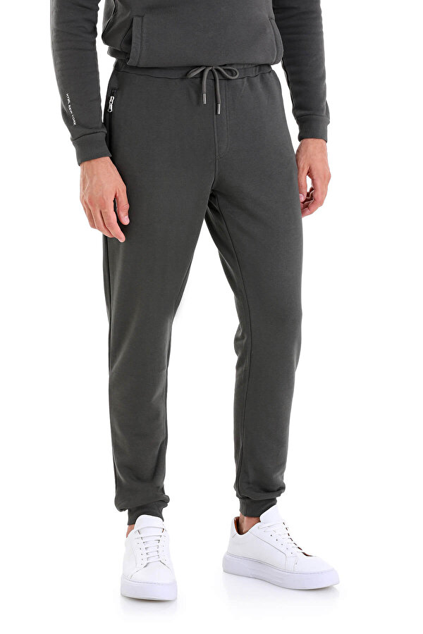 Haki Regular Fit Düz Yandan Cepli Eşofman Altı