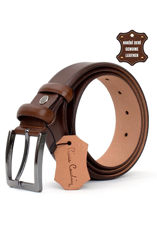 PC401 Erkek 4 cm Hakiki Deri Kemer Camel