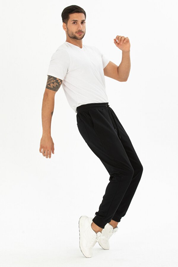 Erkek Basic Regular Fit Paçası Ribanalı Jogger Eşofman Altı