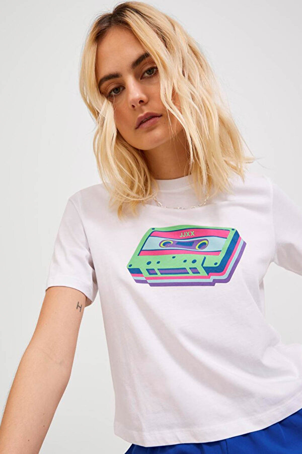 JXSALLY REG ONECK SS TEE Beyaz Kadın Kısa Kol T-Shirt