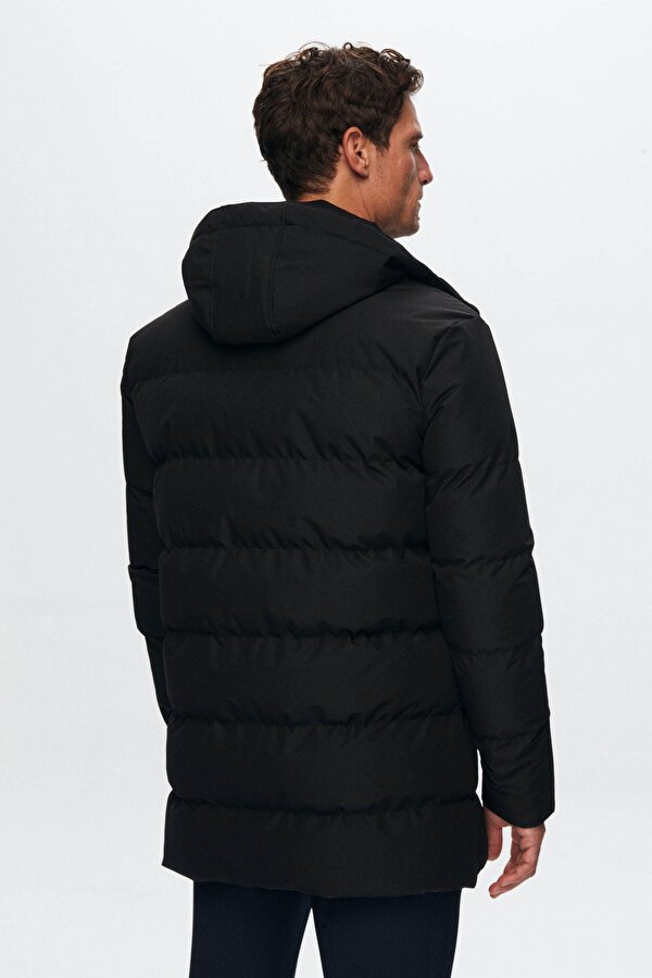 Ds Damat Regular Fit Siyah Rüzgar Geçirmez Su İtici  Elyaf Dolgulu Çıkarılabilir Kapüşonlu Kışlık Mo