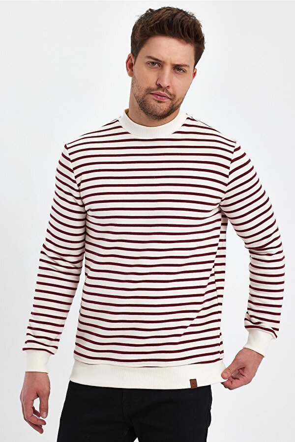 ALEXANDERGARDI BİSİKLET YAKA ÇİZGİLİ SWEATSHİRT(E23-761A-ERK)