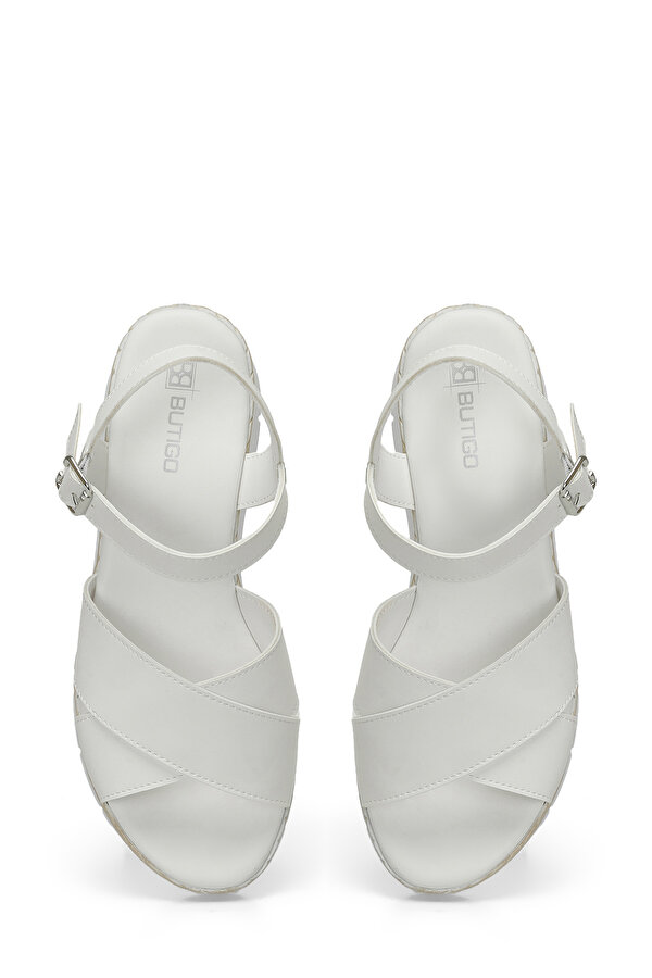 23S-064 4FX Beyaz Kadın Dolgu Topuk Sandalet