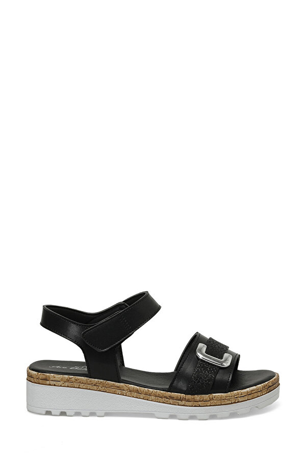 CS24040 4FX Siyah Kadın Dolgu Topuk Sandalet