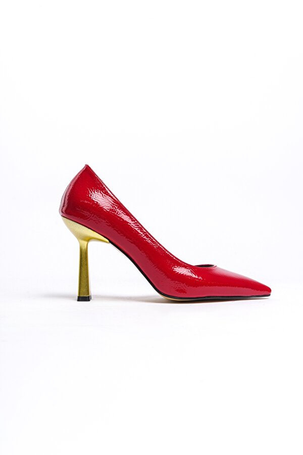 Scarlet Kırmızı Kırışık Rugan (8cm) Topuk  Boyu Günlük Kullanım Stiletto