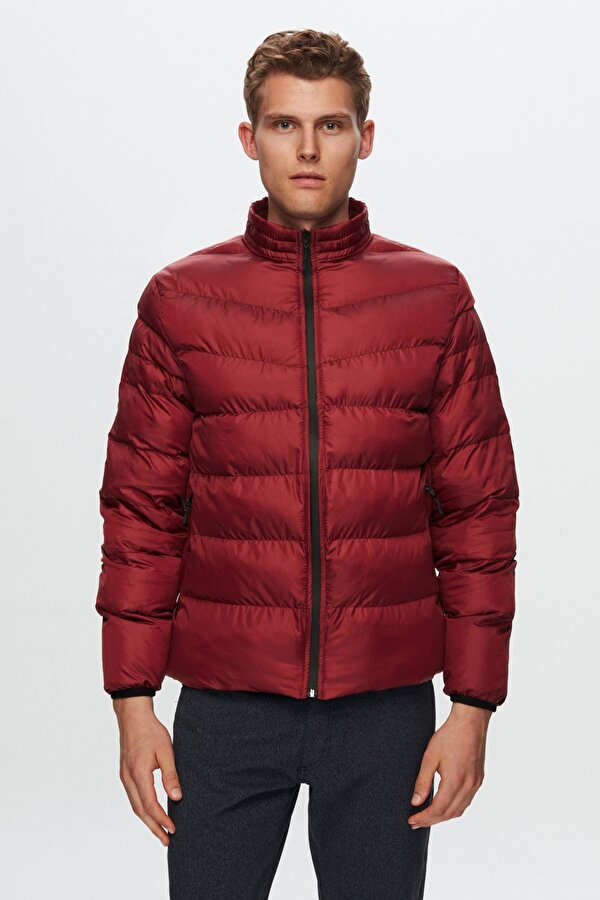 Ds Damat Slim Fit Bordo Rüzgar Geçirmez Elyaf Dolgulu Mont