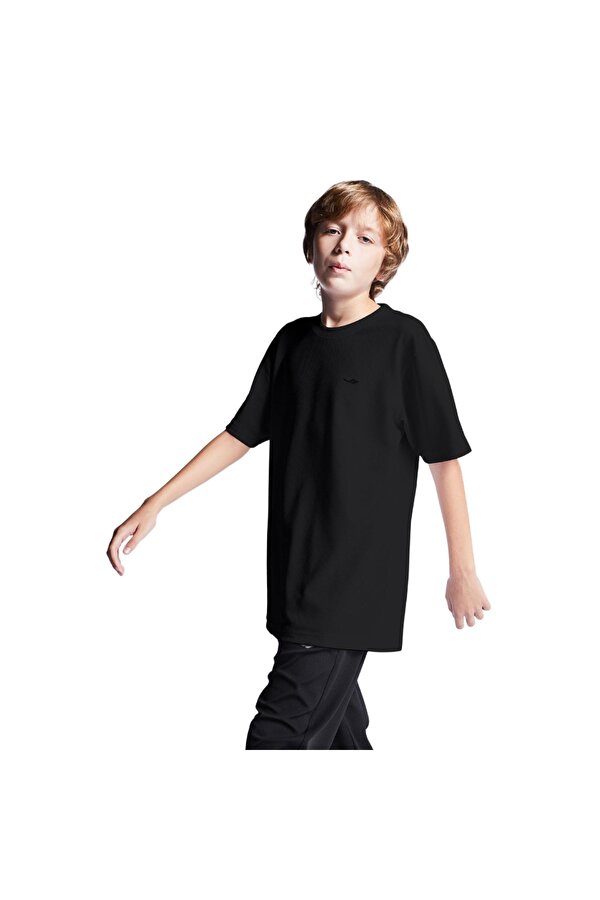 S243298 Kısa Kol T Siyah Erkek Çocuk T-Shirt