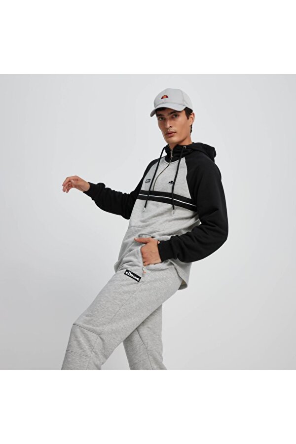 Ellesse Erkek Kapüşonlu 3/4 fermuarlı Sweatshirt EM080-GR