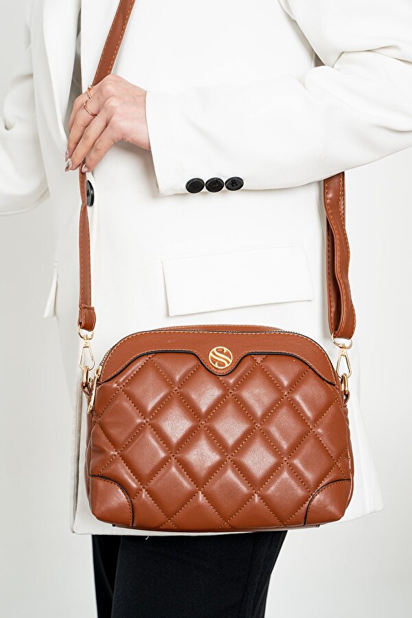 Kadın 4 Bölmeli Ayarlanabilir Çapraz Askılı Kapitone Yumuşak Deri Omuz Çantası PBM1267