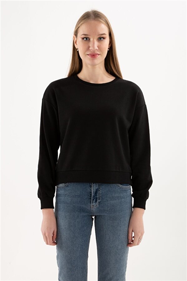 Fermuarlı Polar Sweat Siyah