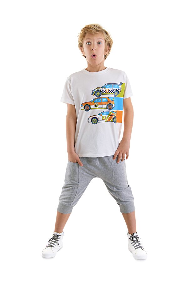 Yarışçı Erkek Çocuk T-shirt Kapri Şort Takım
