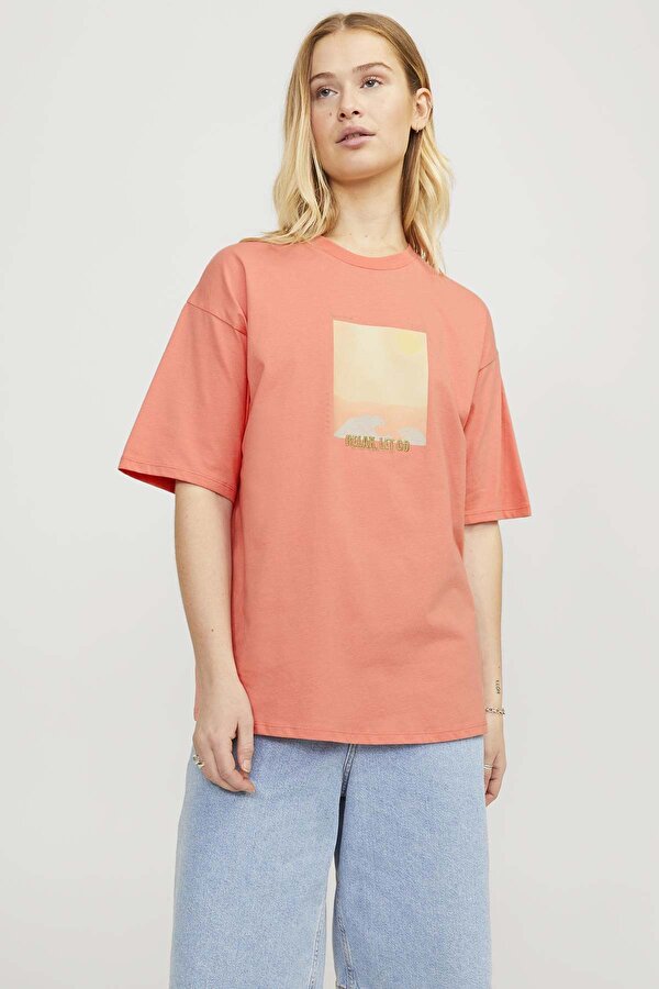 JXPAIGE LOOSE SS TEE JRS Kiremit Kadın Kısa Kol T-Shirt