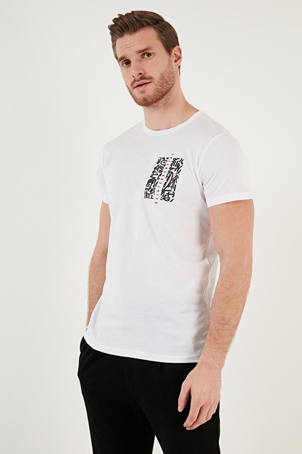 Erkek T Shirt 541QUINT BEYAZ