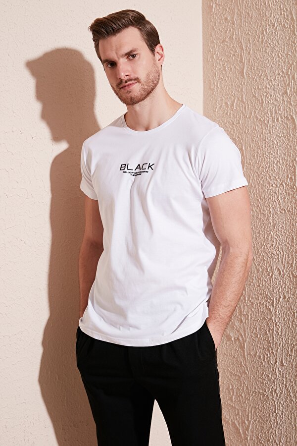 Erkek T Shirt 541FOLLOW BEYAZ