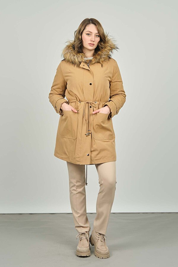 Kadın Kapüşonlu Kaban 4223132 Camel