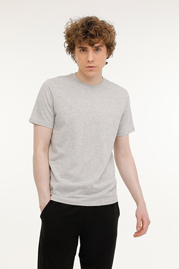 M-SN220 BSC T-SHIRT 4FX GRI MELANJ Erkek Kısa Kol T-Shirt