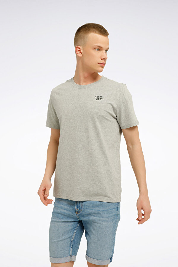 RI Left Chest Logo Gri Erkek Kısa Kol T-Shirt