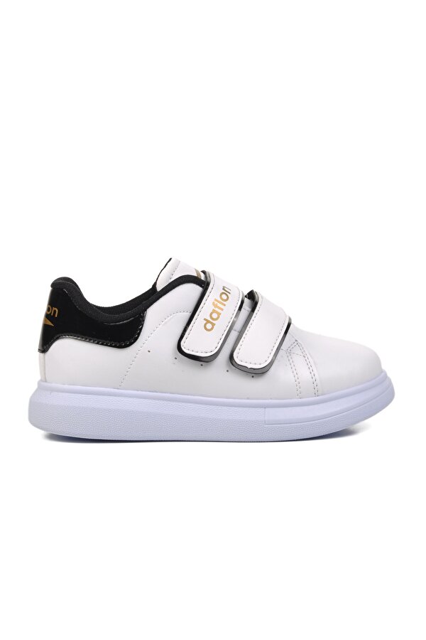 072-F Beyaz-Siyah Rugan Cırtlı Çocuk Sneaker