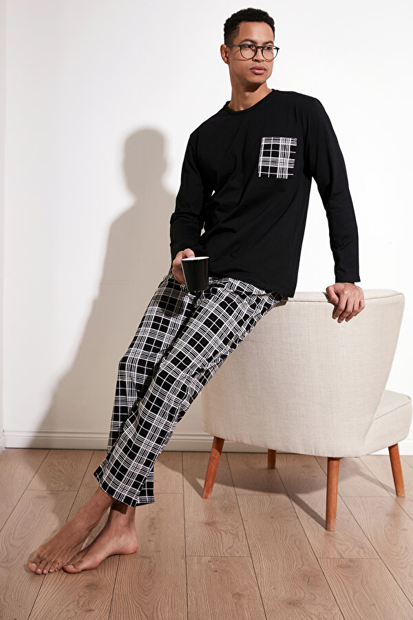 Erkek Pijama Takımı 6572001 SİYAH-BEYAZ