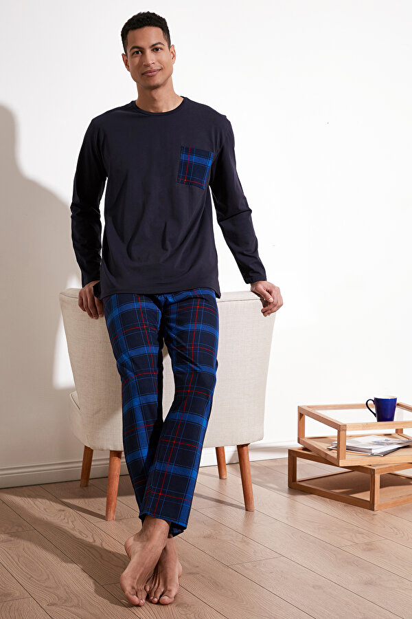 Erkek Pijama Takımı 6572001 LACİVERT-SAKS