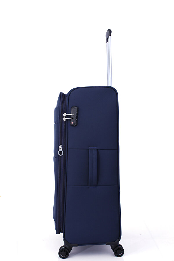 4200 3 LÜ SET Ultra Light Hafif Lüx Kumaş Tekerlekli Valiz LACİVERT