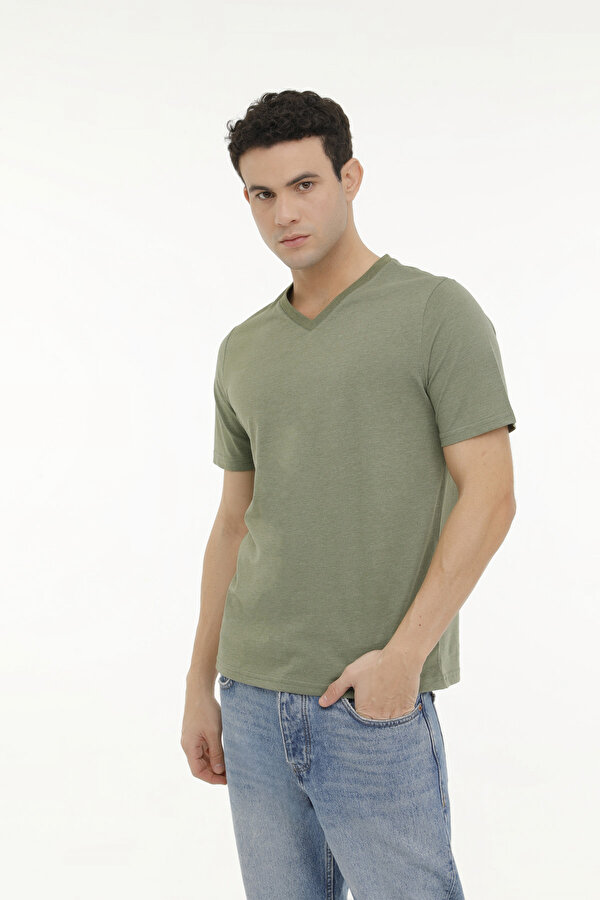 M-SN221 BSC T-SHIRT 4FX Haki Erkek Kısa Kol T-Shirt