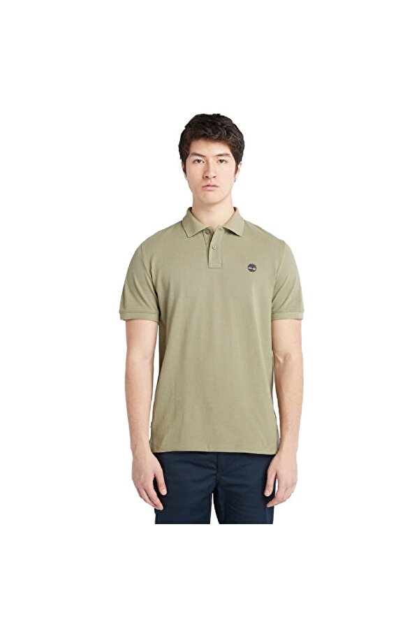 Tb0A26N4 Pique Sleeve Polo T Haki Erkek T-Shirt