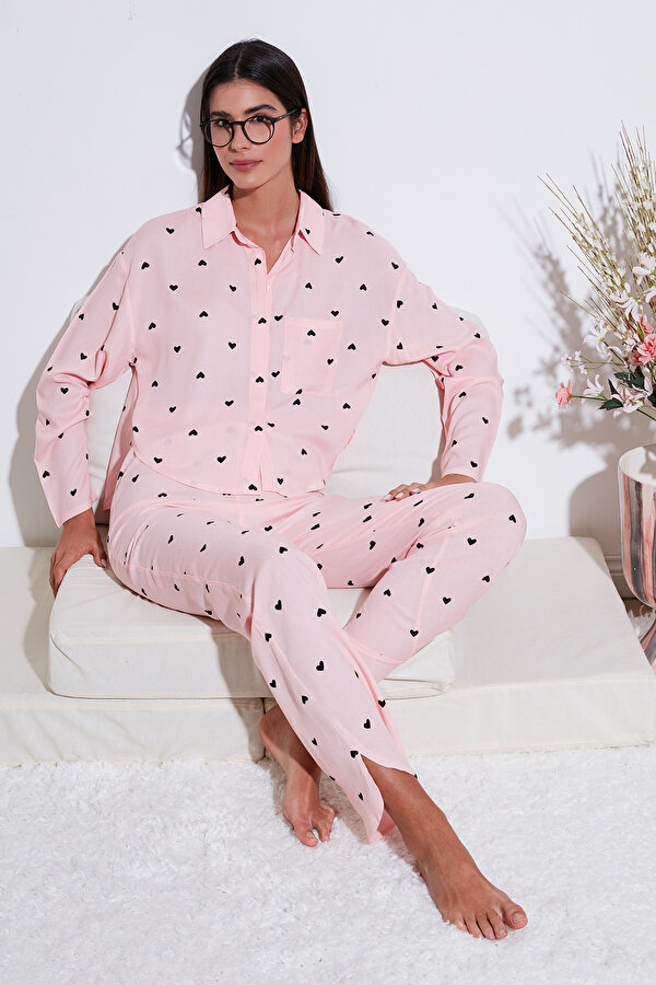 Bayan Pijama Takımı 6110014 TOZ PEMBE